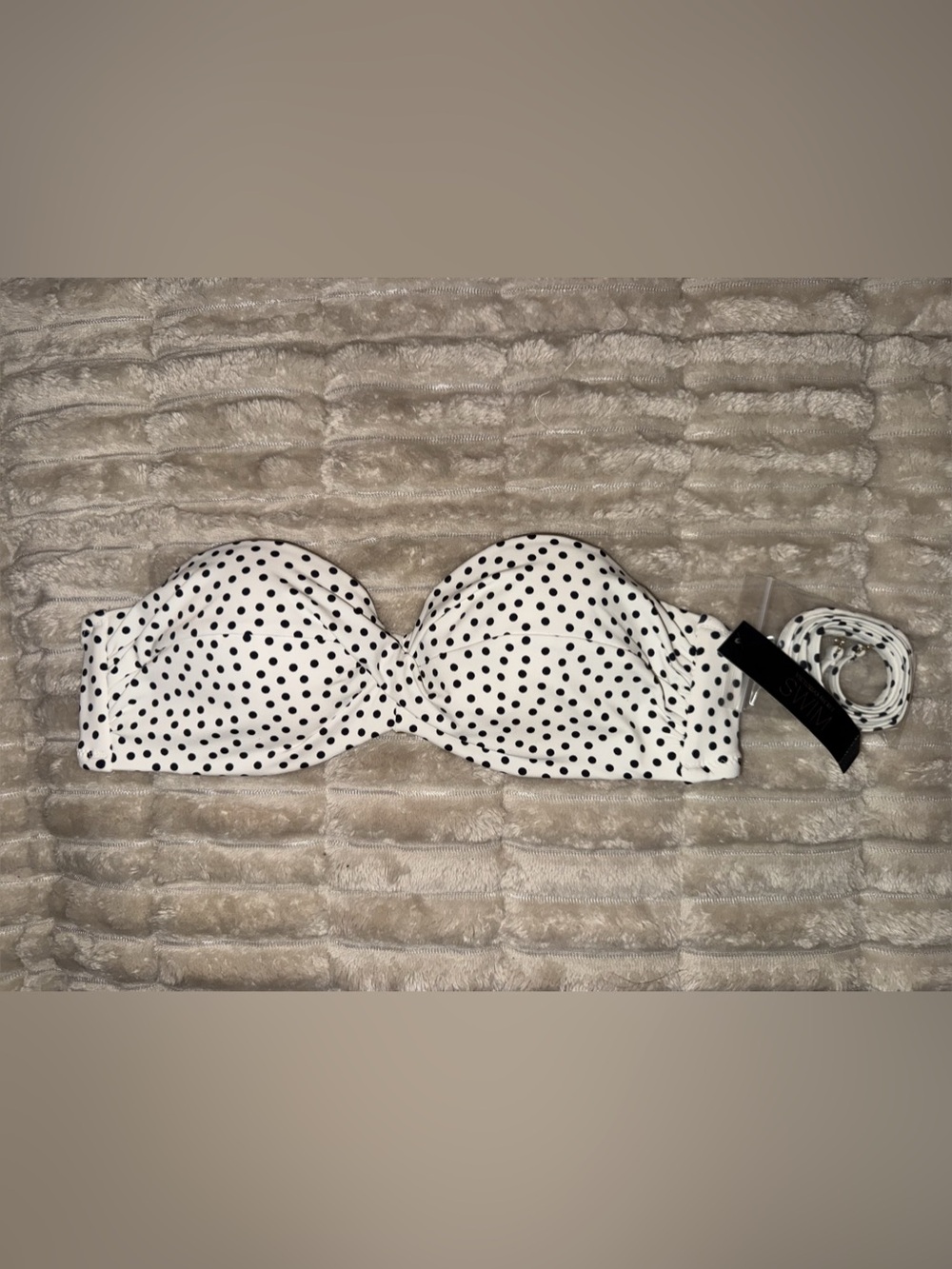 Victoria’s Secret Swim Twist Push-Up Bandeau Bikini Top (Color: White Dots)